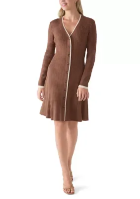 Long Sleeve V-Neck Sweater Dress by Lucky Brand