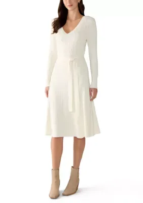 Long Sleeve Solid A-Line Sweater Dress