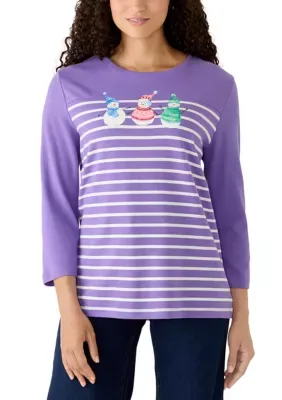 3/4 Sleeve Crew Neck Graphic T-Shirt by Kim Rogers