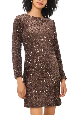Long Sleeve Velvet Sequin Mini Dress by Vince Camuto