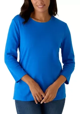 3/4 Sleeve Crew Neck Top