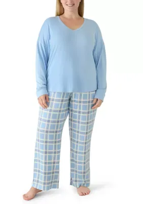 OLIVE + OAK Brushed Knit Shirt and Wide Leg Pants Pajama Set by Olive  Oak