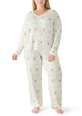 OLIVE + OAK Brushed Knit Shirt and Wide Leg Pants Pajama Set
