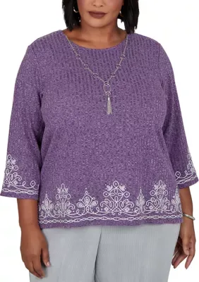 Vail Border Medallion Soutache Top by Alfred Dunner