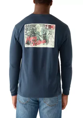 Long Sleeve Santa Post Card Graphic Shirt by Crown & Ivy