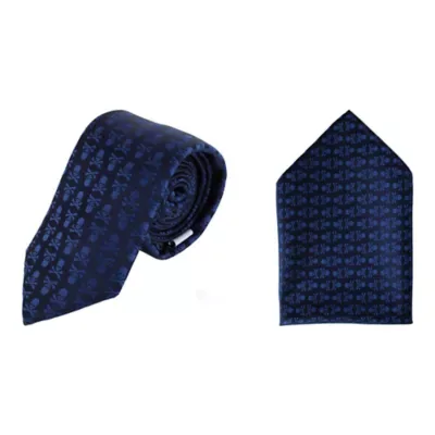 Pirate Skull and Crossbones Necktie & Pocket Square Bundle by Ascentix
