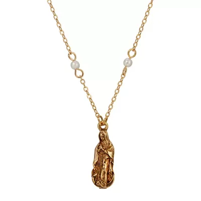 Gold Tone Guadalupe Drop Necklace 16 Adj by Symbols of Faith
