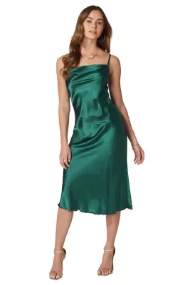 Satin Midi Slip Dress by bebe