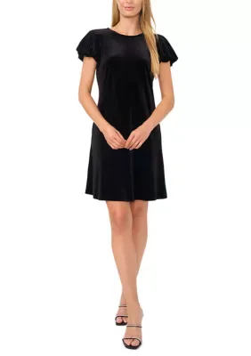 Puff Sleeve Velvet Dress