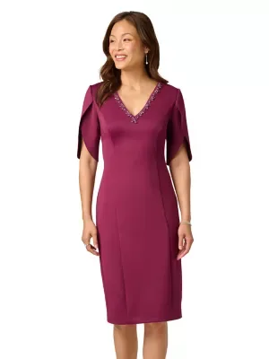 Beaded Scuba Short Dress by Adrianna Papell