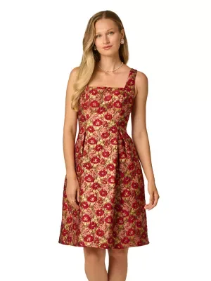 Printed Jacquard Short Dress by Adrianna Papell