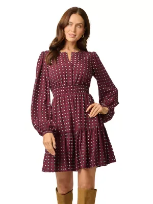 Printed Split Neck Dress by Adrianna Papell