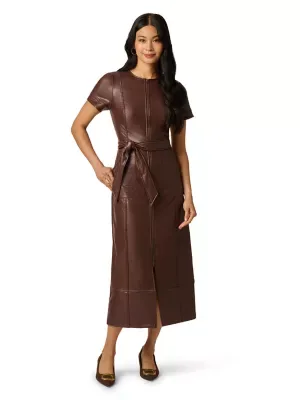 Leather Zip Front Dress by Adrianna Papell
