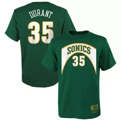 Hardwood Classic Teams Kevin Durant Seattle SuperSonics Hardwood Classics Name & Number T-Shirt by Mitchell & Ness