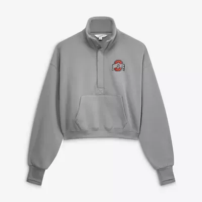 NCAA Ohio State Buckeyes Cropped Powerhouse Half-Snap Sweatshirt by Zoozatz