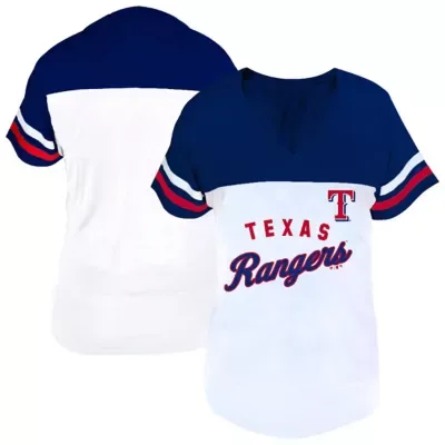MLB Texas Rangers Two-Stripe V-Neck T-Shirt by Fanatics