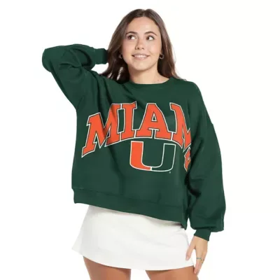 Miami Hurricanes NCAA Oversized Janice Waist-Length Sweatshirt by Pressbox