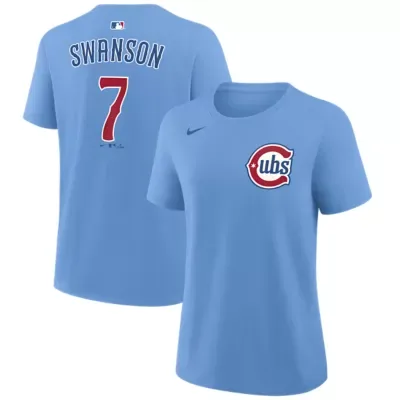 MLB Dansby Swanson Light Chicago Cubs Name & Number T-Shirt by Nike