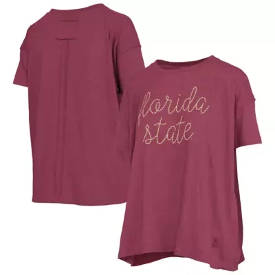 NCAA Florida State Seminoles Swirl Script Twisted Team Color Stitched Oversized T-Shirt by Pressbox