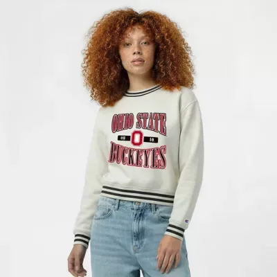 NCAA Ohio State Buckeyes Yarn Dye Rib Reverse Weave Crew Sweatshirt by Champion