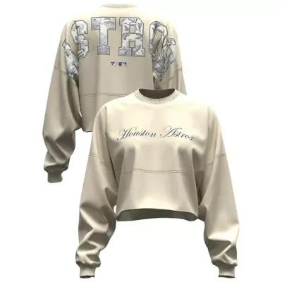 MLB Houston Astros Spirit Floral Script Cropped Long-Sleeve T-Shirt by Fanatics