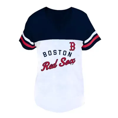 MLB Boston Red Sox Two-Stripe V-Neck T-Shirt by Fanatics