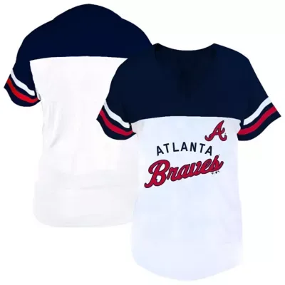 MLB Atlanta Braves Two-Stripe V-Neck T-Shirt by Fanatics