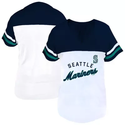 MLB Seattle Mariners Two-Stripe V-Neck T-Shirt by Fanatics