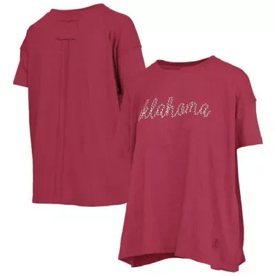 NCAA Oklahoma Sooners Swirl Script Twisted Team Color Stitched Oversized T-Shirt by Pressbox