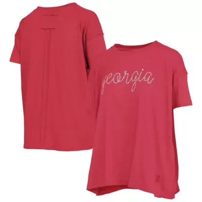 NCAA Georgia Bulldogs Swirl Script Twisted Team Color Stitched Oversized T-Shirt by Pressbox