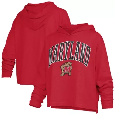 NCAA Maryland Terrapins Nelson Arch Over Logo Long Sleeve Hooded Slub T-Shirt by Pressbox