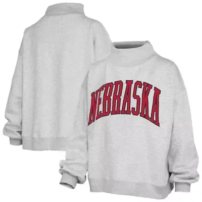 NCAA Nebraska Huskers Oversized Nelson Mock Neck Sweatshirt by Pressbox