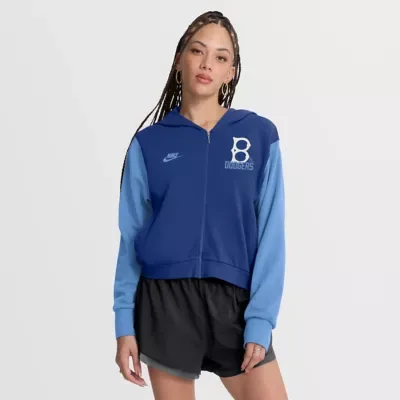 Cooperstown Teams Royal/Light Brooklyn Dodgers Cooperstown Collection Cropped Full-Zip Hoodie by Nike