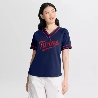 MLB Minnesota Twins Diva Race Raglan V-Neck T-Shirt by Fanatics