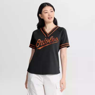 MLB Baltimore Orioles Diva Race Raglan V-Neck T-Shirt by Fanatics