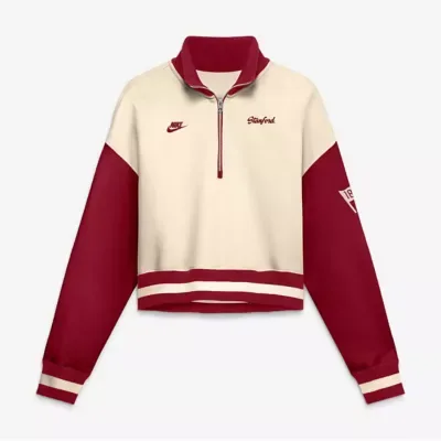 Stanford Cardinal NCAA Stanford Oversized Legacy Color Block Cropped Quarter-Zip Pullover by Nike