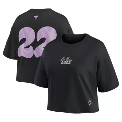 WNBA Aja Las Vegas Aces Name & Number Cropped Top by Fanatics