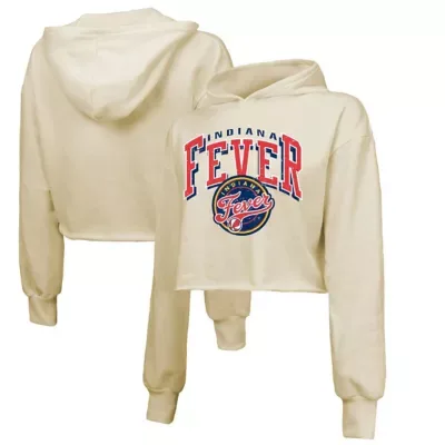 WNBA Indiana Fever Circus Shot Drop Shoulder Tri-Blend Cropped Pullover Hoodie by Majestic