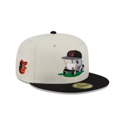 MLB Cream/Black Baltimore Orioles Bullpen Cart 59FIFTY Fitted Hat by New Era