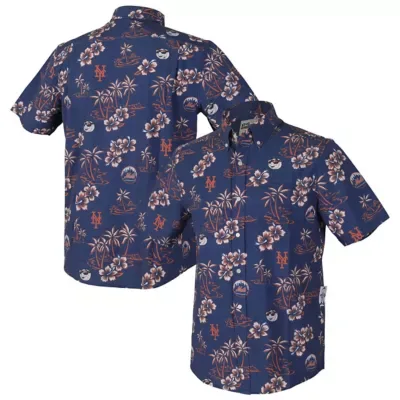 MLB New York Mets Kekai Performance Button-Down Tri-Blend Top by Reyn Spooner