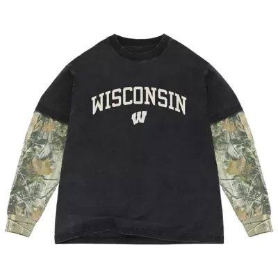 NCAA Wisconsin Badgers Back Bay Twofer Heavyweight Long Sleeve T-Shirt by Uscape Apparel
