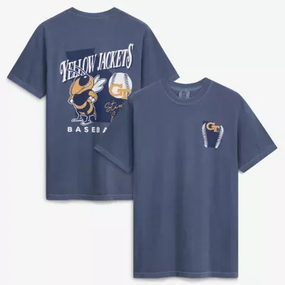 Georgia Tech Yellow Jackets NCAA Georgia Tech Jackets Drawn Mascot Baseball T-Shirt by Image One