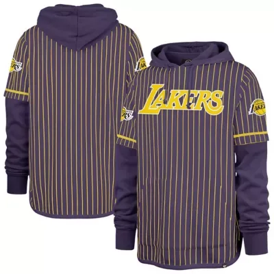 NBA Los Angeles Lakers Pinstripe Double Header Hoodie by 47
