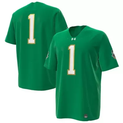 NCAA Under Armour #1 Kelly Notre Dame Fighting Irish Irish Wear Football Replica Jersey by Under Armour