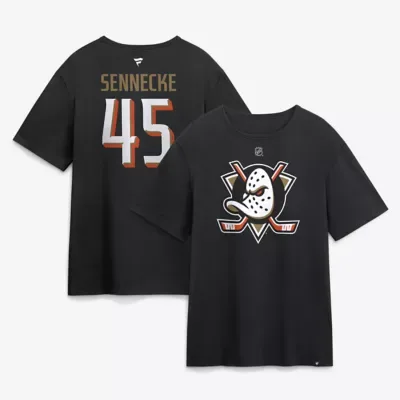 NHL Fanatics Beckett Sennecke Anaheim Ducks Authentic Stack Name & Number T-Shirt by Fanatics