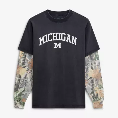 NCAA Michigan Wolverines Back Bay Twofer Heavyweight Long Sleeve T-Shirt by Uscape Apparel