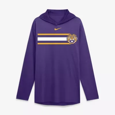 NCAA Nike LSU Tigers Primetime Pattern Tri-Blend Dri-FIT Long Sleeve Hooded T-Shirt by Nike