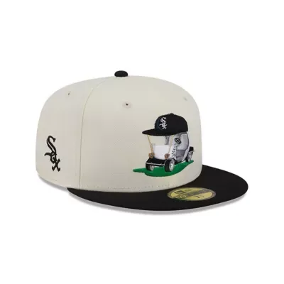 Chicago White Sox MLB Cream/Black Chicago Sox Bullpen Cart 59FIFTY Fitted Hat by New Era
