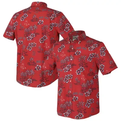 Boston Red Sox MLB Boston Sox Kekai Performance Button-Down Tri-Blend Top by Reyn Spooner