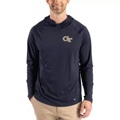 NCAA Georgia Tech Yellow Jackets Prospect Recycled Featherlight Stretch Hoodie by Cutter & Buck